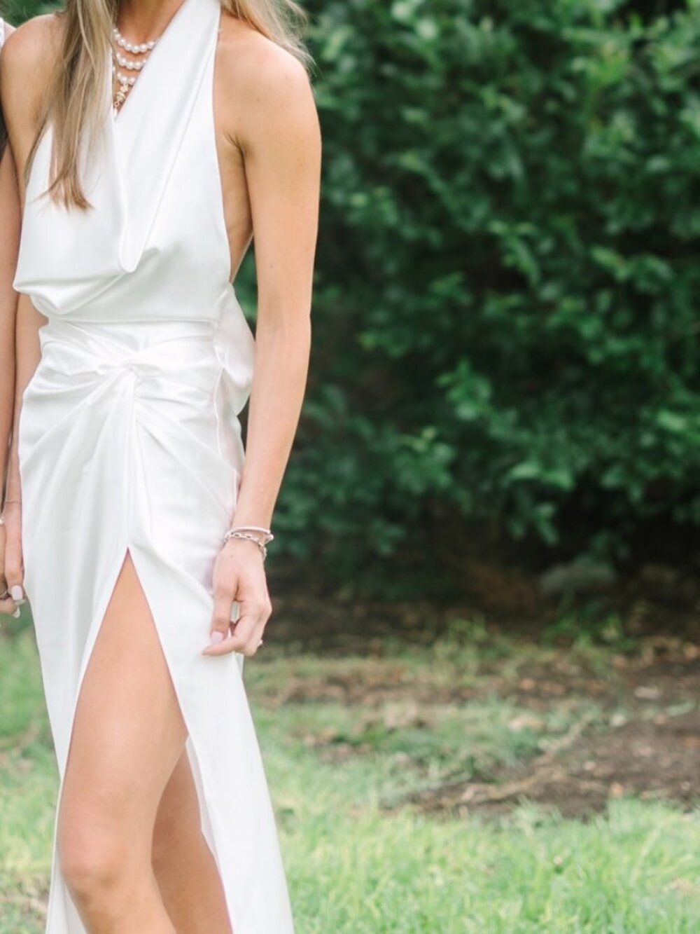 White maxi backless dress
